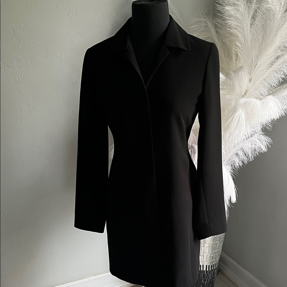 Tahari Womens Black Long Blazer Coat